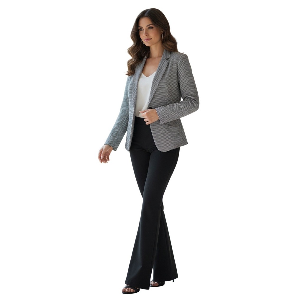 Mango Suit Navy White Micro Stripe Tailored Blazer 2 NWOT